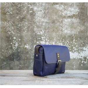 SAC cuir bleu  | Petit messager 